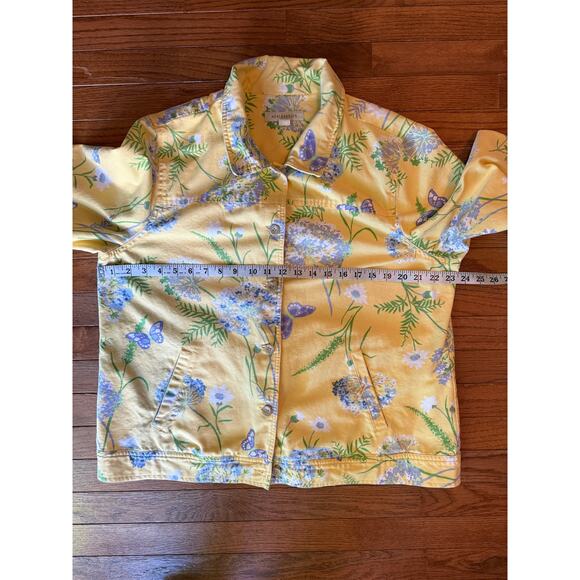 Appleseed Yellow Floral Vintage Womens Jacket XL Lavender Butterfly Cotton - Picture 3 of 9